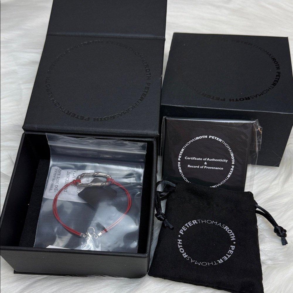 New Peter Thomas Roth Fine Jewelry Silver and Red Genuine Leather 7” Bracelet